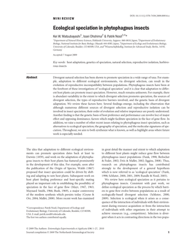 Ecological Speciation in Phytophagous Insects