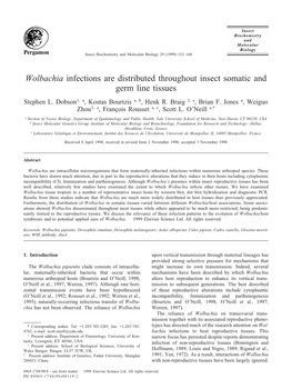 Wolbachia Infections Are Distributed Throughout Insect Somatic and Germ Line Tissues Stephen L