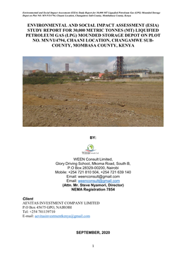 (Mt) Liquified Petroleum Gas (Lpg) Mounded Storage Depot on Plot No