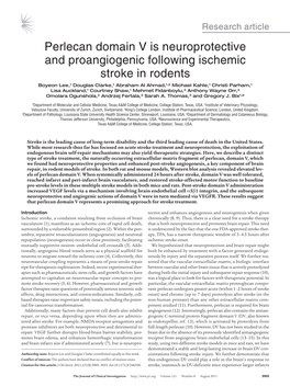 Perlecan Domain V Is Neuroprotective and Proangiogenic Following