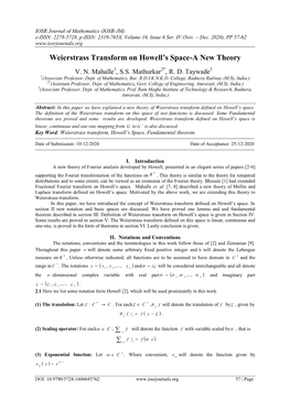 Weierstrass Transform on Howell's Space-A New Theory