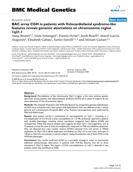 BAC Array CGH in Patients with Velocardiofacial Syndrome-Like