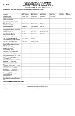 General Election Sample Ballot