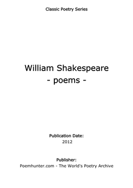 William Shakespeare - Poems