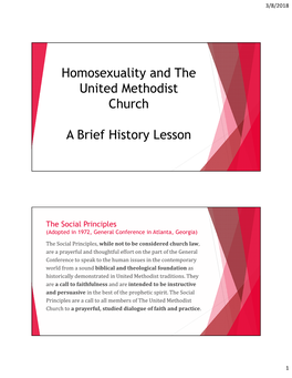 Homosexuality and the United Methodist Church a Brief History Lesson