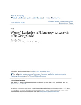 Women's Leadership in Philanthropy: an Analysis of Six Giving Circles Deborah A