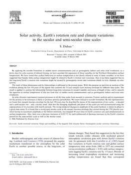 Solar Activity, Earth's Rotation Rate and Climate Variations in the Secular And