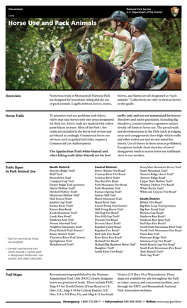 Horse Use and Pack Animal Rules and Regulations in Shenandoah National Park