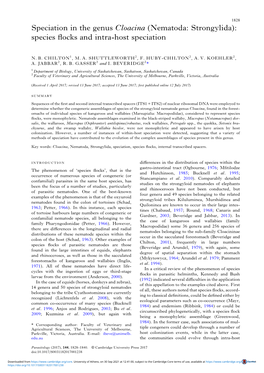 Speciation in the Genus Cloacina (Nematoda: Strongylida): Species ﬂocks and Intra-Host Speciation