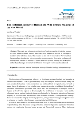 The Historical Ecology of Human and Wild Primate Malarias in the New World