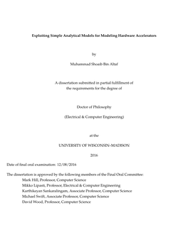 Exploiting Simple Analytical Models for Modeling Hardware Accelerators