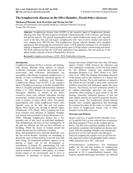 The Lymphocystis Diseases in the Olive Flounder, Paralichthys Olivaceus