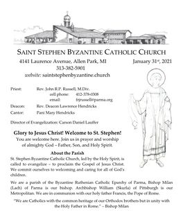 Bulletin for 2021-01-31- St. Stephen