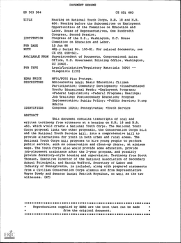 DOCUM ED 303 584 ENT RESUME CE 051 660 TITLE Hearing On