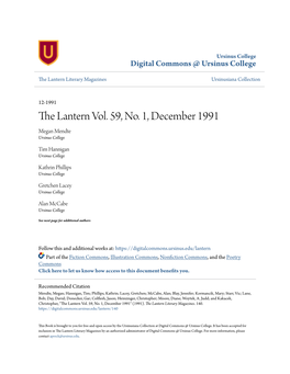 The Lantern Vol. 59, No. 1, December 1991 Megan Mendte Ursinus College