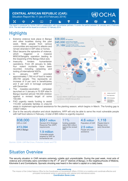 OCHA CAR Situation Report 11, 5 February 2014.Pdf