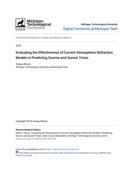 Evaluating the Effectiveness of Current Atmospheric Refraction Models in Predicting Sunrise and Sunset Times