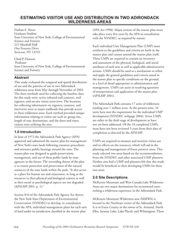 Estimating Visitor Use and Distribution in Two Adirondack Wilderness Areas