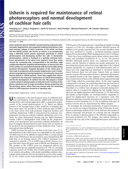 Usherin Is Required for Maintenance of Retinal Photoreceptors and Normal Development of Cochlear Hair Cells