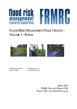 Flood Risk Management Policy Issues - Volume 1 - Rural