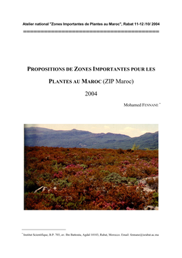 Propositions De Zones Importantes Pour Les Plantes Au Maroc