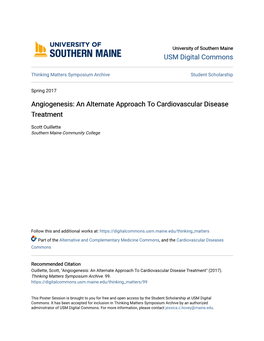 Angiogenesis: an Alternate Approach to Cardiovascular Disease Treatment