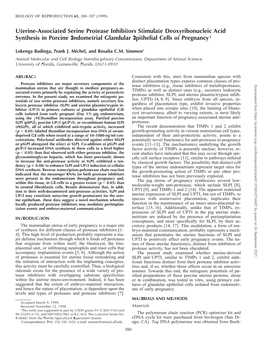 Uterine-Associated Serine Protease Inhibitors Stimulate Deoxyribonucleic Acid Synthesis in Porcine Endometrial Glandular Epithelial Cells of Pregnancy 1