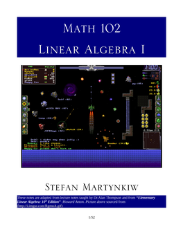 Math 102 -- Linear Algebra I -- Study Guide