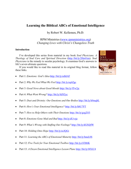 Learning the Biblical Abcs of Emotional Intelligence