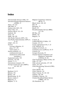 Advanced Info Services (AIS), 155 Advanced Wireless Research Initiative (AWRI), 35 Africa, 161-162 AIR 6468, 23 Alaskan Telco GC