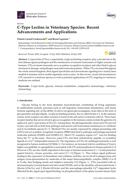 C-Type Lectins in Veterinary Species: Recent Advancements and Applications