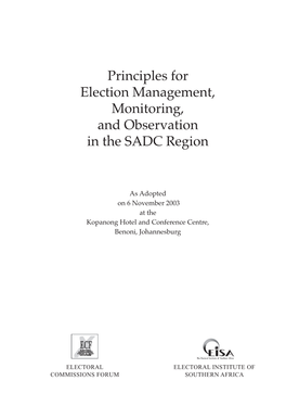 Principles for Election Management Monitoring and Observation-Sadc