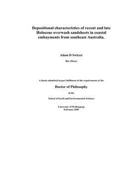 Depositional Characteristics of Recent and Late Holocene Overwash Sandsheets in Coastal Embayments from Southeast Australia