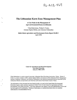 The Lithuanian Karst Zone Management Plan