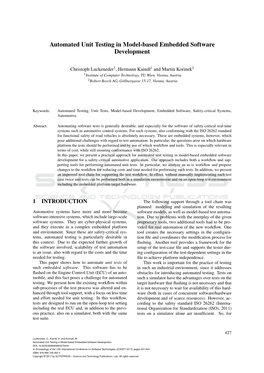 Automated Unit Testing in Model-Based Embedded Software Development