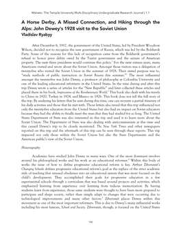 John Dewey's 1928 Visit to the Soviet Union Vladislav Ryabyy