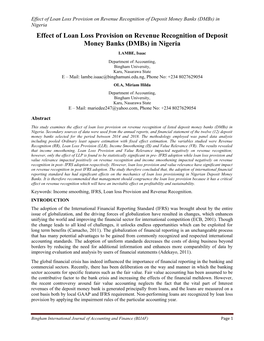 Effect of Loan Loss Provision on Revenue Recognition of Deposit