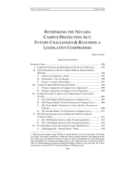 Rethinking the Nevada Campus Protection Act: Future Challenges & Reaching a Legislative Compromise