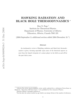 Hawking Radiation and Black Hole Thermodynamics