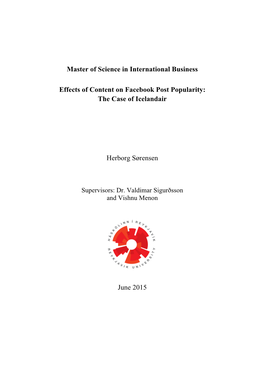 Effects of Content on Facebook Post Popularity: the Case of Icelandair