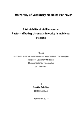 DNA Stability of Stallion Sperm: Factors Affecting Chromatin Integrity in Individual Stallions