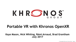 Portable VR with Khronos Openxr