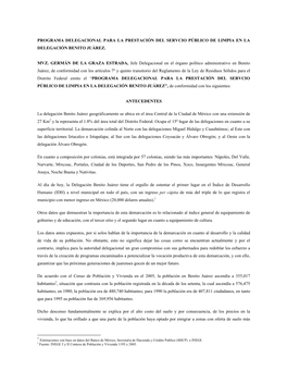 Programa Delegacional Para La Prestación Del Servcio Público De Limpia En La Delegación Benito Juárez