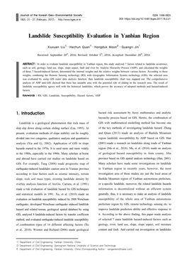 Landslide Susceptibility Evaluation in Yanbian Region