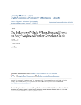 The Influence of Whole Wheat, Bran and Shorts on Body Weight and Feather Growth in Chicks F