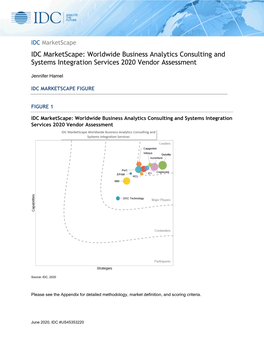 IDC Marketscape: Worldwide Business Analytics Consulting and Systems Integration Services 2020 Vendor Assessment