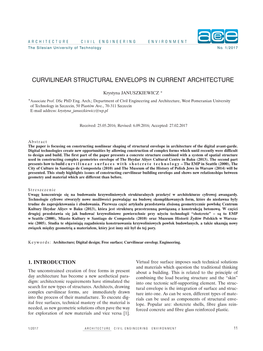 Curvilinear Structural Envelops in Current Architecture