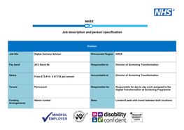 NHSX Job Description and Person Specification