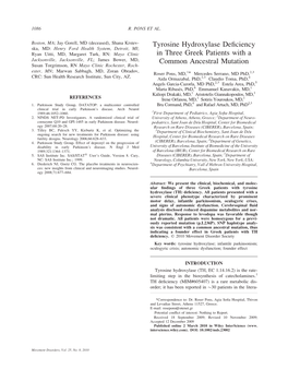 Tyrosine Hydroxylase Deficiency in Three Greek Patients with a Common