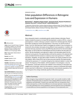 Inter-Population Differences in Retrogene Loss and Expression in Humans